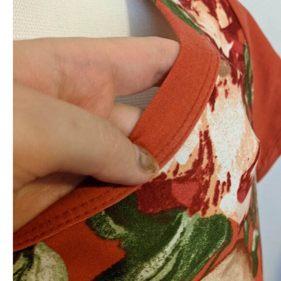 Cleo Red Floral T Shirt Dress Soft Summer Stretch Bodycon Cottage Size M - Picture 4 of 9